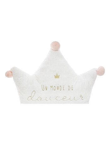 Maxi coussin couronne - Blanc et rose