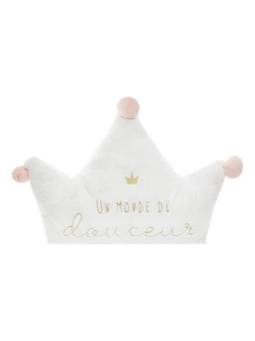 Maxi coussin couronne - Blanc et rose - Kiabi