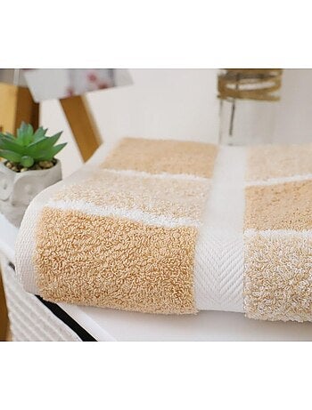 Maxi drap de bain coton bouclette éponge carreaux CELESTE