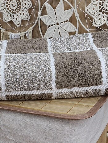 Maxi drap de bain coton bouclette éponge carreaux CELESTE