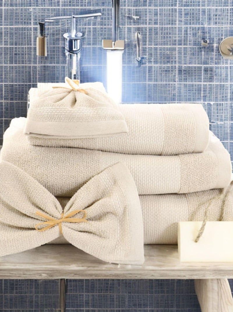 Maxi drap de bain coton lin éponge ALINE Beige - Kiabi