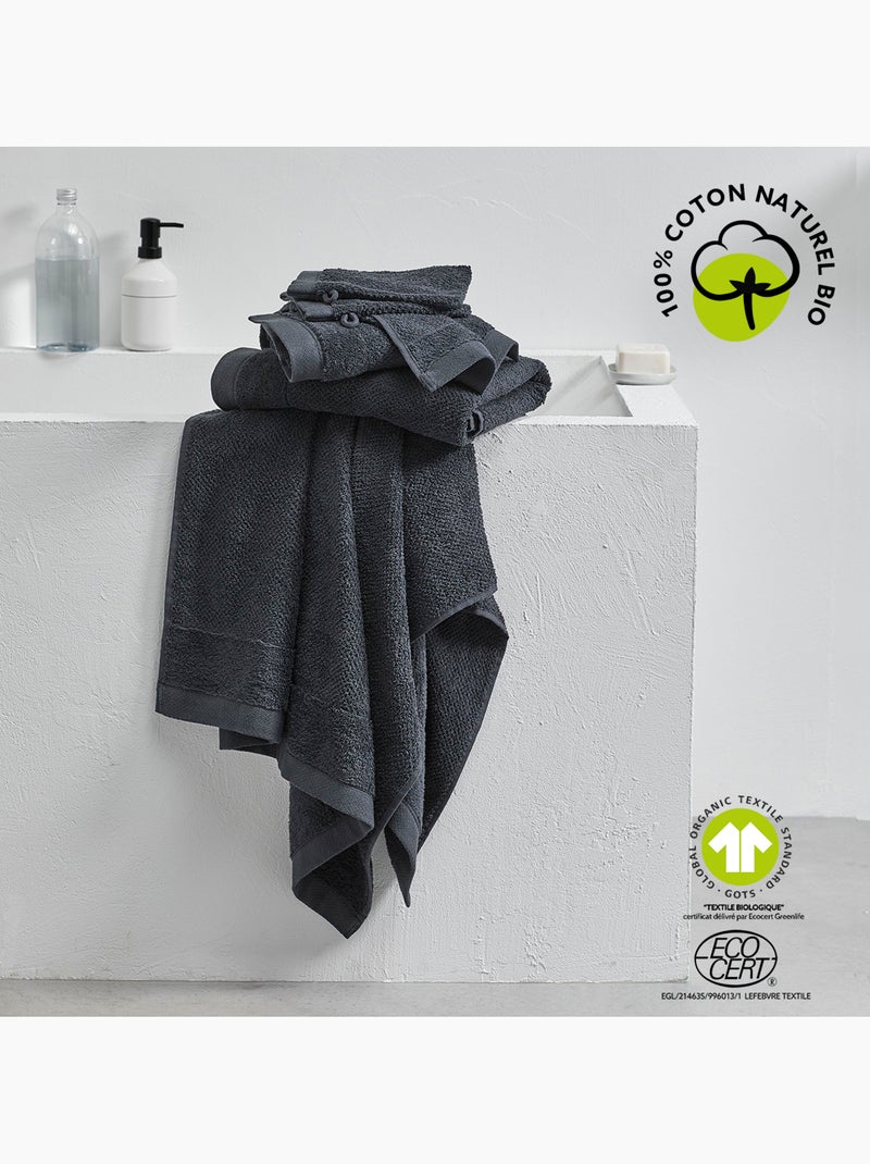 Maxi drap de bain uni BIO ORGANIC gris anthracite - Kiabi