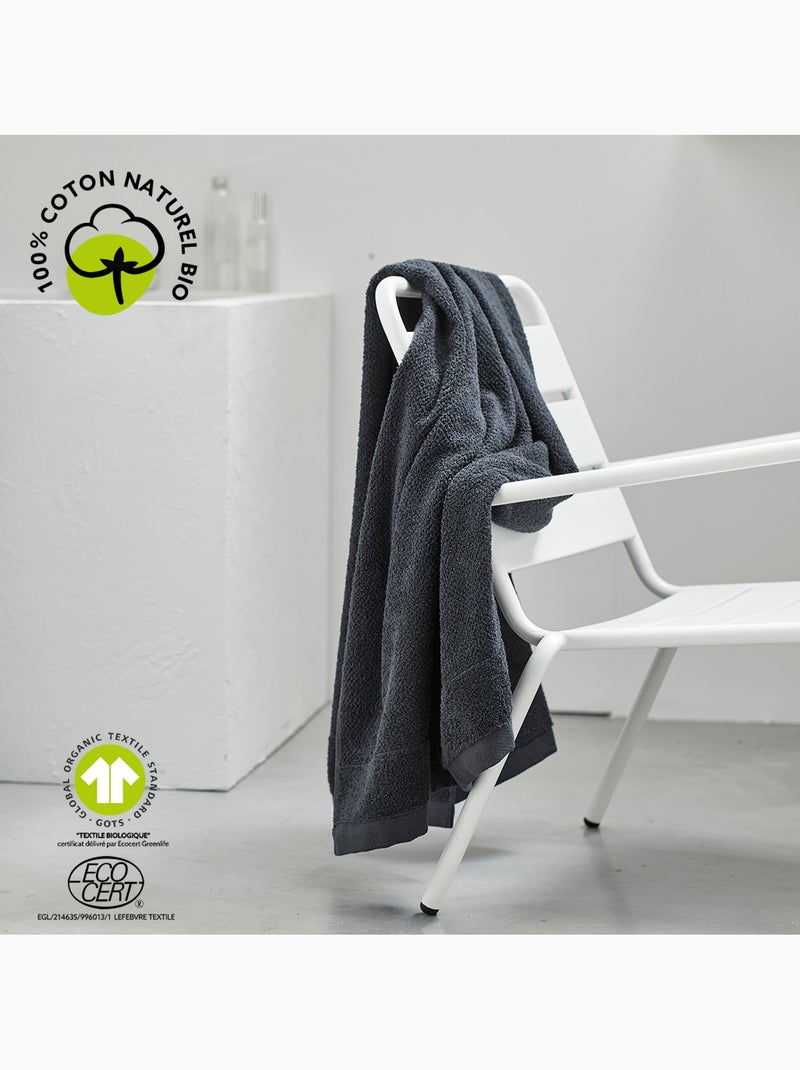 Maxi drap de bain uni BIO ORGANIC gris anthracite - Kiabi