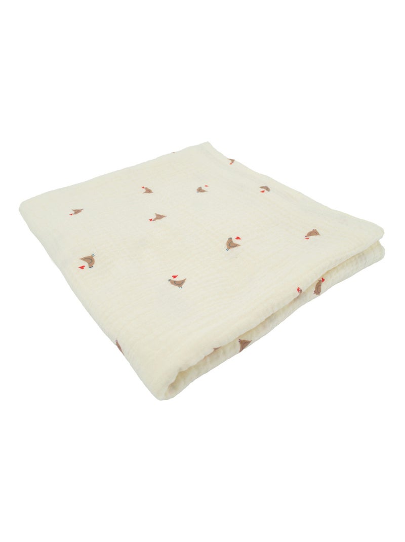 Maxi lange Love en gaze de coton Crème - Kiabi