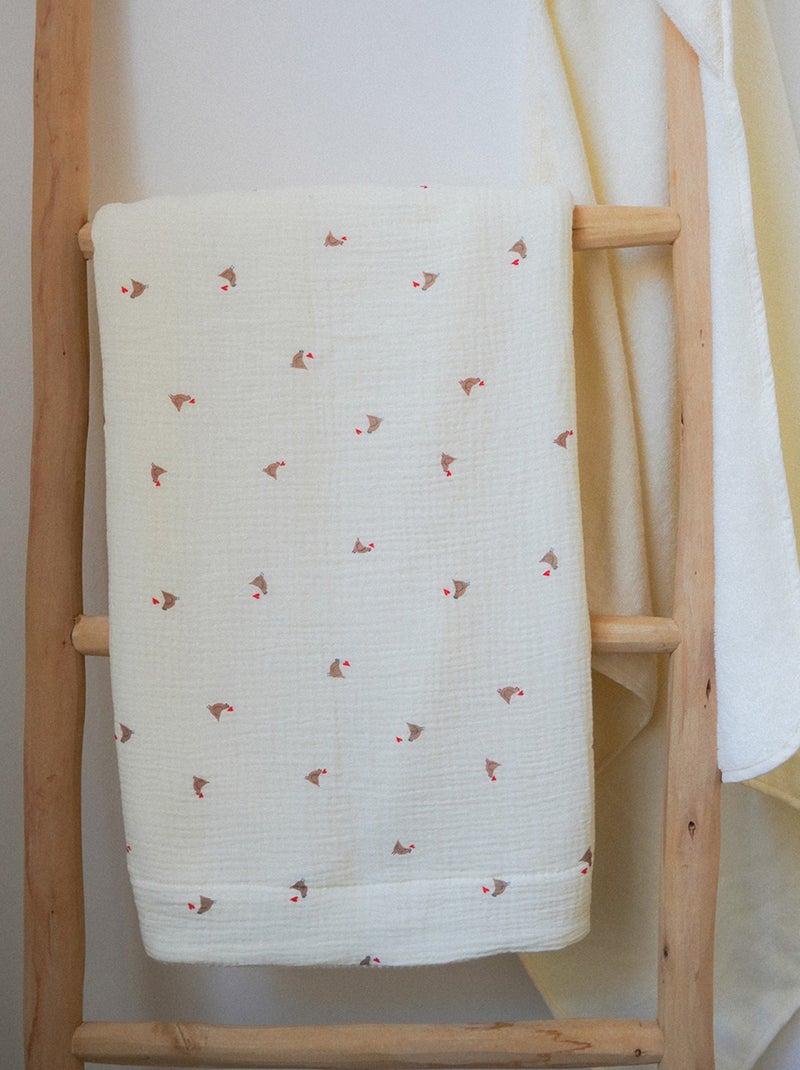 Maxi lange Love en gaze de coton Crème - Kiabi