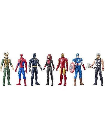 Maxi pack avengers 7 figurines de 30 cm, 5 accessoires, marvel avengers titan hero series