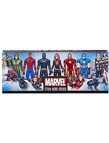Maxi pack avengers 7 figurines de 30 cm, 5 accessoires, marvel avengers titan hero series