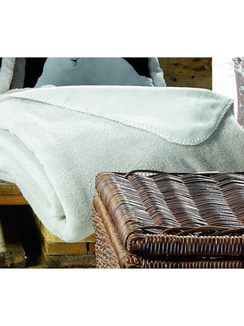 Maxi plaid 220x240 cm Polyester Natura Ivoire - Kiabi
