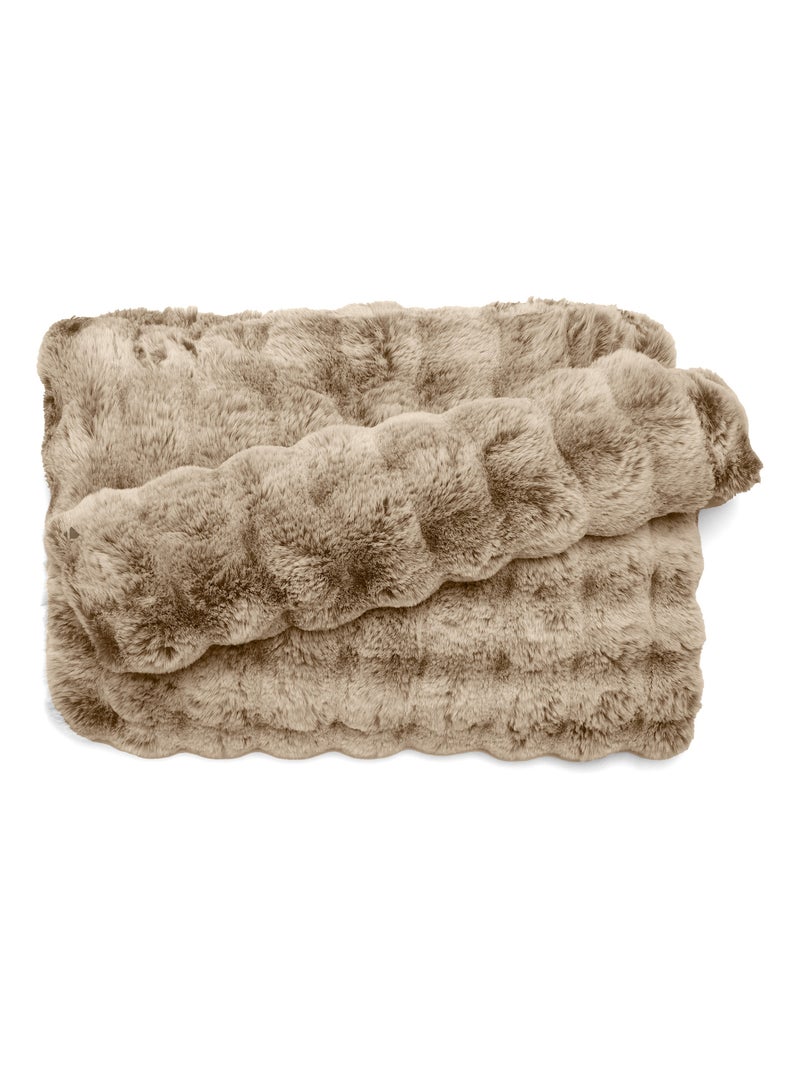 Maxi plaid ASTRAKAN fausse fourrure Camel - Kiabi