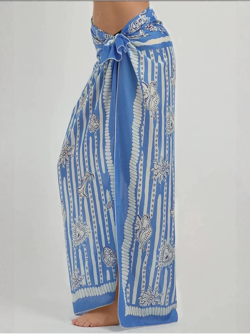 Maxi-robe de plage imprimée Bleu ciel - Kiabi