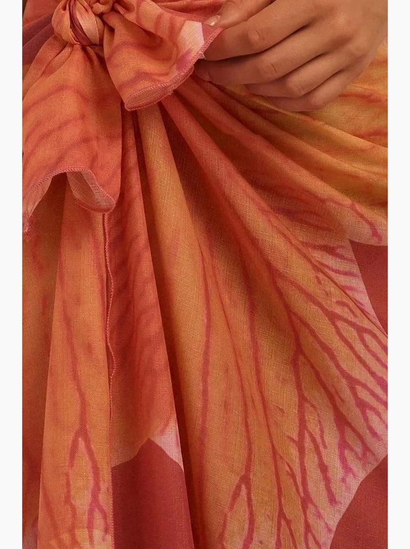 Maxi-robe de plage imprimée hiccup Orange mandarine - Kiabi