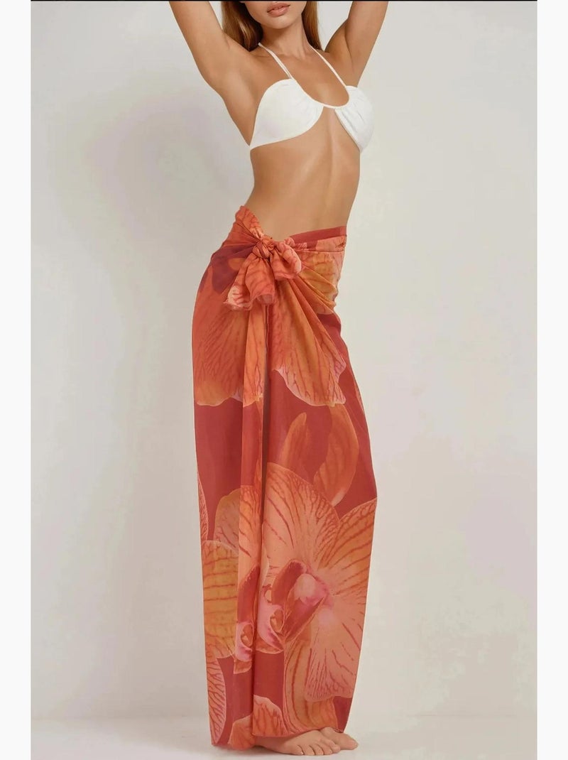 Maxi-robe de plage imprimée hiccup Orange mandarine - Kiabi