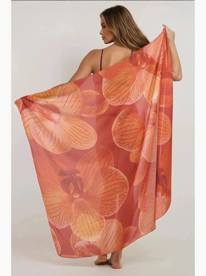 Maxi-robe de plage imprimée hiccup Orange mandarine - Kiabi