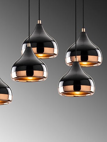 MAYA - Suspension filaire noire et cuivrée 7 lampes