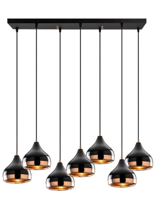 MAYA - Suspension filaire noire et cuivrée 7 lampes - Kiabi