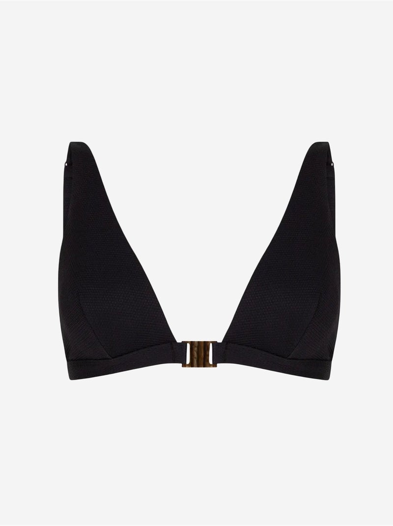 Maya haut de bikini à col v profond avec détail accessoire penti Noir - Kiabi