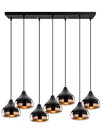 Maya suspension filaire noire et cuivrée 7 lampes