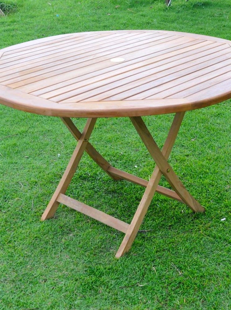 MEJA Table ronde pliable 120cm Marron - Kiabi