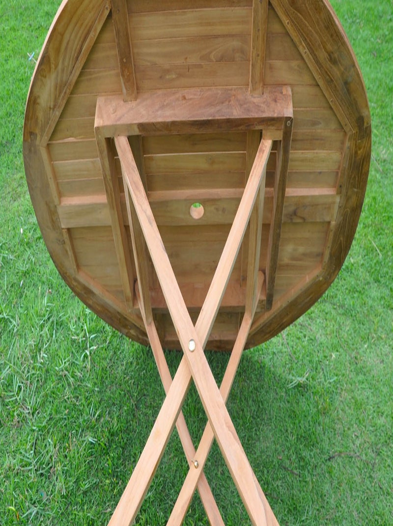 MEJA Table ronde pliable 120cm Marron - Kiabi