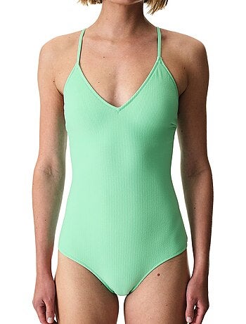 Meli maillot de bain texturé à col v penti