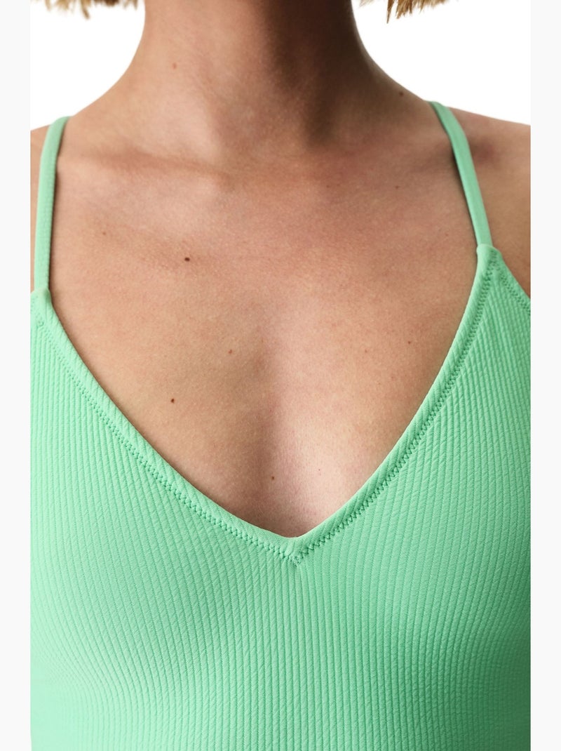 Meli maillot de bain texturé à col v penti Vert menthe - Kiabi