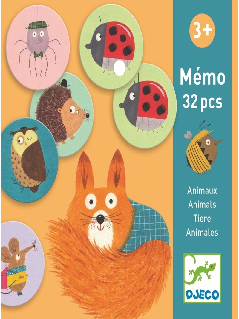 Mémo Animaux 32 pièces Multicolore - Kiabi