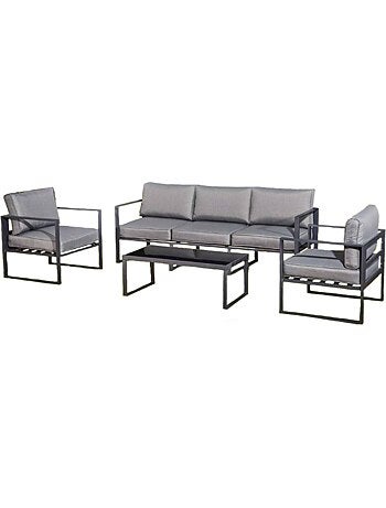 MEMPHIS Salon de jardin en aluminium Gris