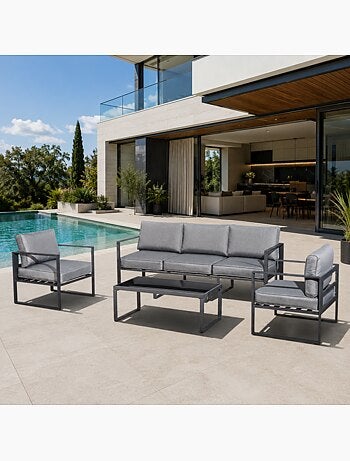 MEMPHIS Salon de jardin en aluminium Gris