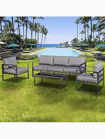 MEMPHIS Salon de jardin en aluminium Gris