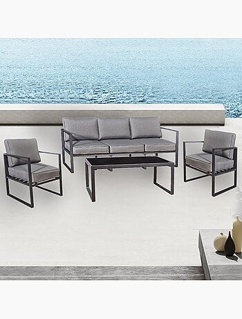 MEMPHIS Salon de jardin en aluminium Gris