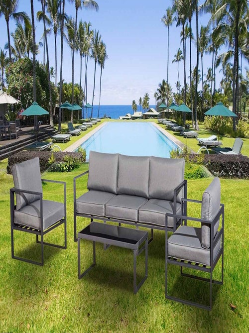MEMPHIS Salon de jardin en aluminium Gris - Kiabi MEMPHIS Salon de jardin en aluminium Gris - Kiabi