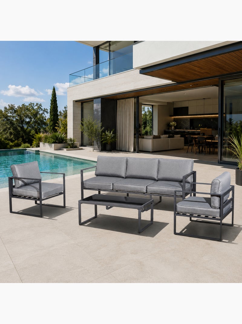 MEMPHIS Salon de jardin en aluminium Gris Gris - Kiabi