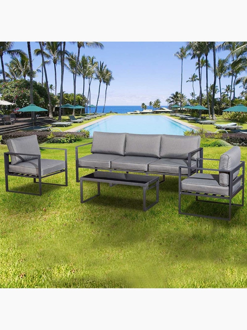 MEMPHIS Salon de jardin en aluminium Gris Gris - Kiabi