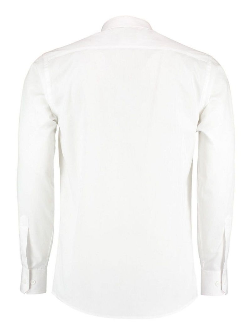 Mens poplin tailored long-sleeve formal shirt - kustom kit Blanc - Kiabi