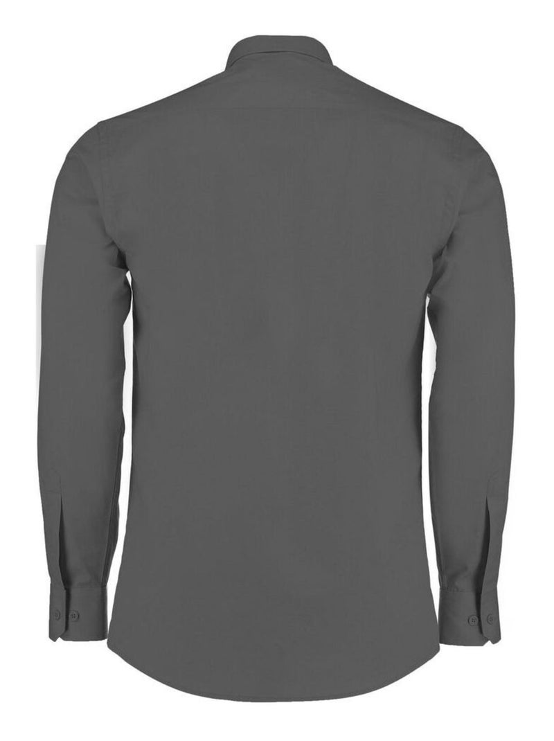 Mens poplin tailored long-sleeve formal shirt - kustom kit Gris foncé - Kiabi