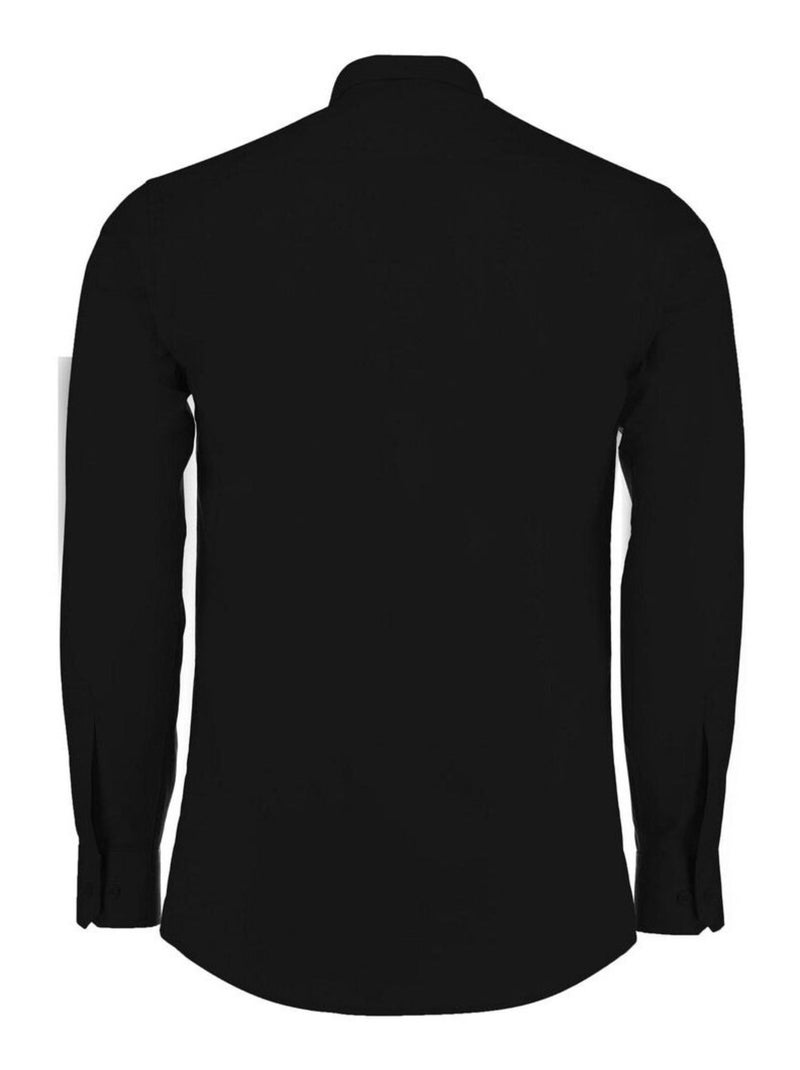 Mens poplin tailored long-sleeve formal shirt - kustom kit Noir - Kiabi