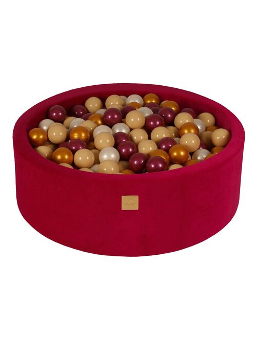 MeowBaby Piscine à Balles 90x30 cm 200 Ball Velours Magenta: Perle Bordeaux/Doré/Perle Blanche/Beige - Kiabi
