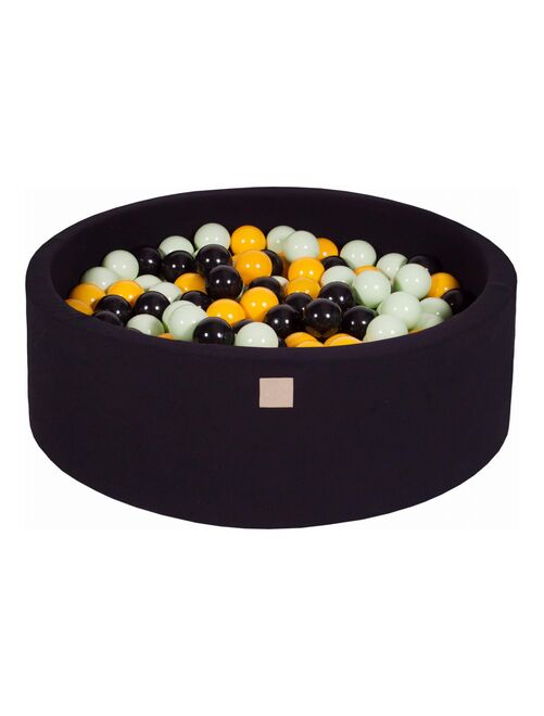 MeowBaby Piscine à Balles 90x30 cm 200 Balles Coton Noir: Noir/Jaune/Vert Clair - Kiabi