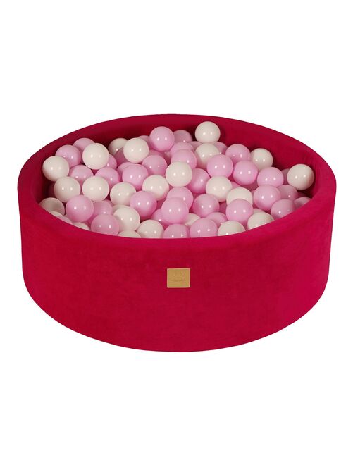 MeowBaby Piscine à Balles 90x30 cm 200 Balles Velours Magenta: Blanc/Rose Pastel - Kiabi