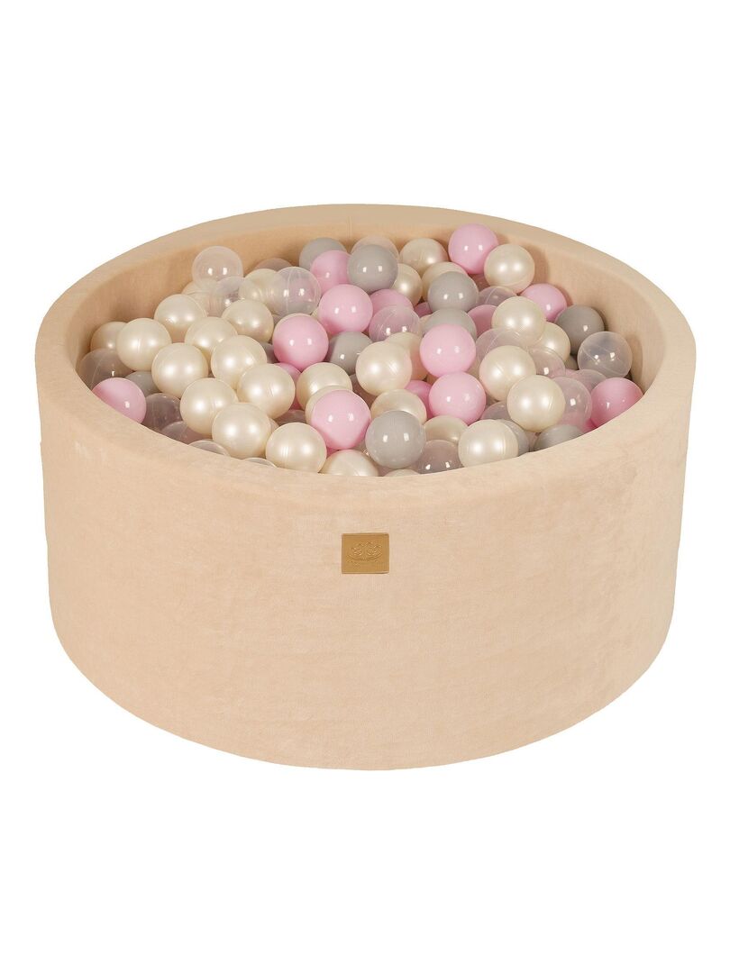 MeowBaby® Piscine à Balles Ronde 90x30cm, Velvet, 200 balles - Beige