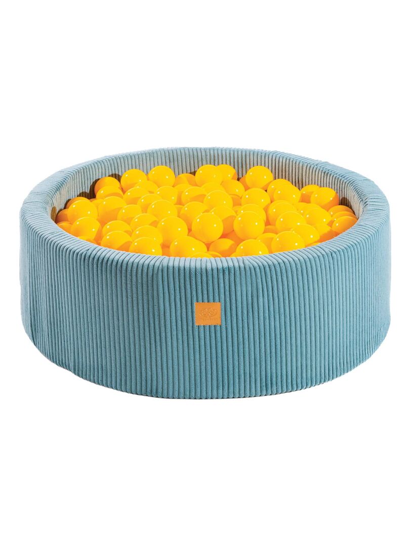 MEOWBABY Piscine à Balles Velours Côtelé 90x30 Cm Avec 200 Balles - Aire De Jeux Bébé Rose Pastel