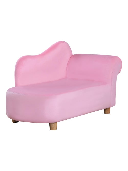 Méridienne canapé enfant design girly piètement bois velours rose - Kiabi