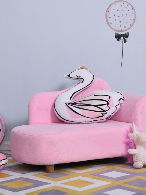 Méridienne canapé enfant design girly piètement bois velours rose - Kiabi