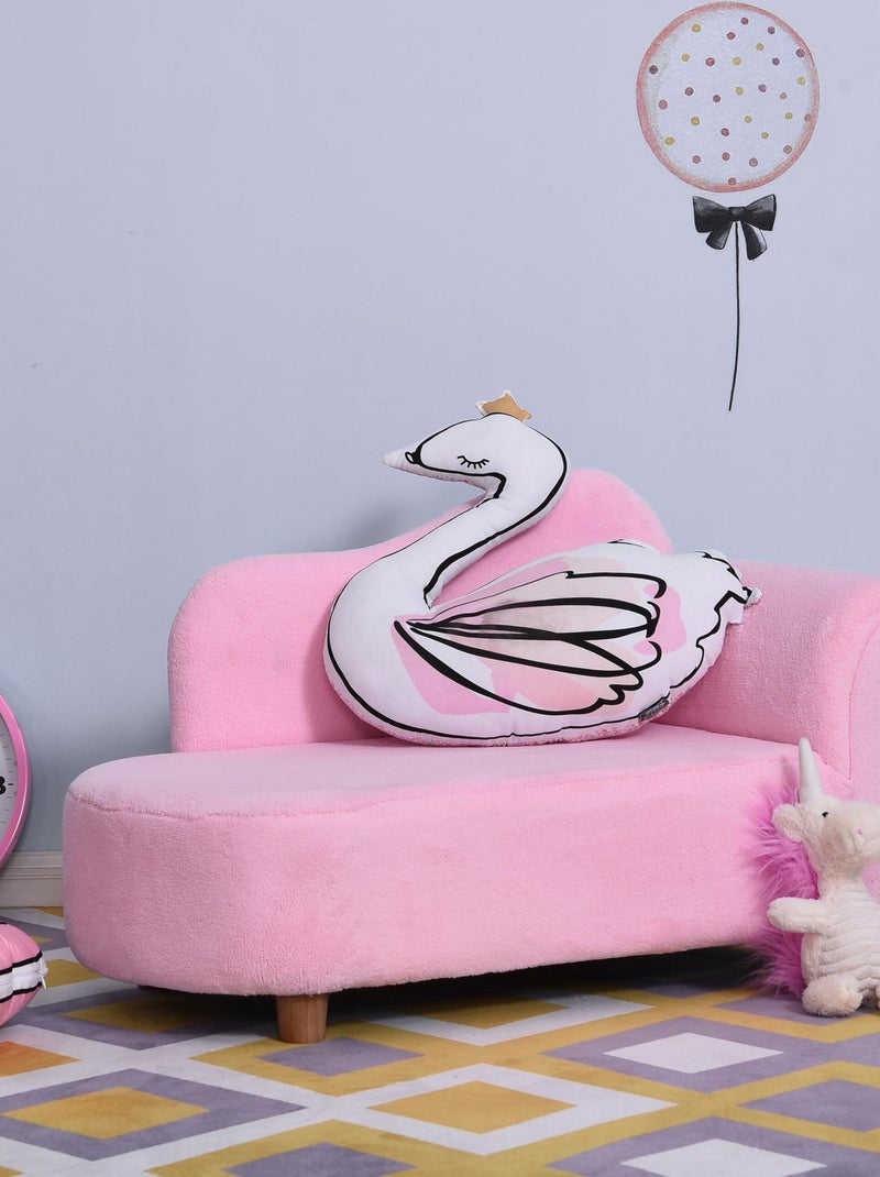 Méridienne canapé enfant design girly piètement bois velours rose Rose - Kiabi