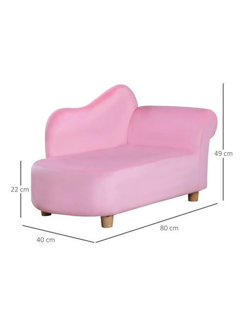 Méridienne canapé enfant design girly piètement bois velours rose - Kiabi