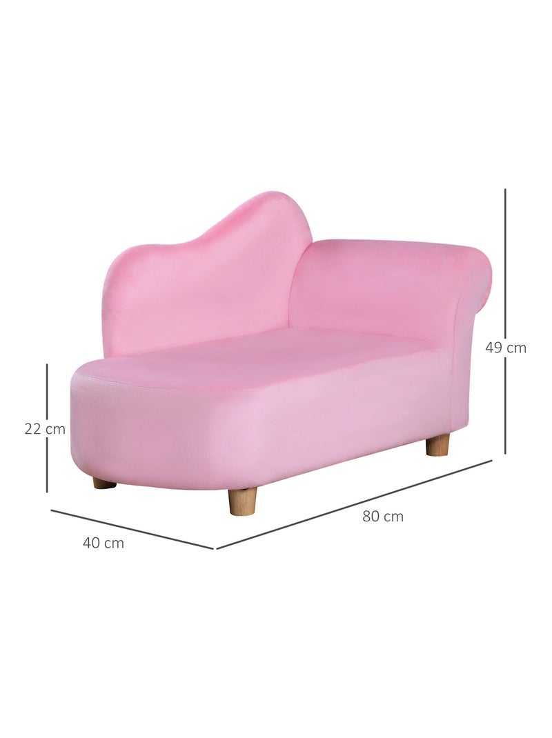 Méridienne canapé enfant design girly piètement bois velours rose Rose - Kiabi