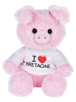Message bretagne peluche cochon  et  22cm i love bretagne