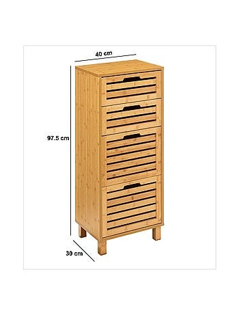 Meuble 4 tiroirs en bambou SICELA - Marron