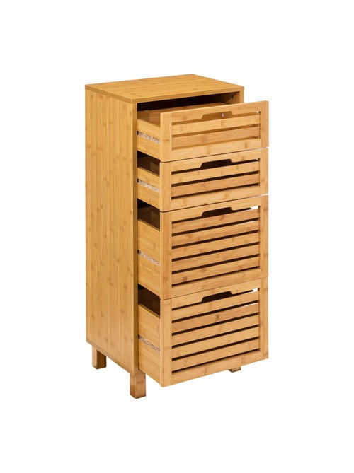 Meuble 4 tiroirs en bambou SICELA - Marron - Kiabi