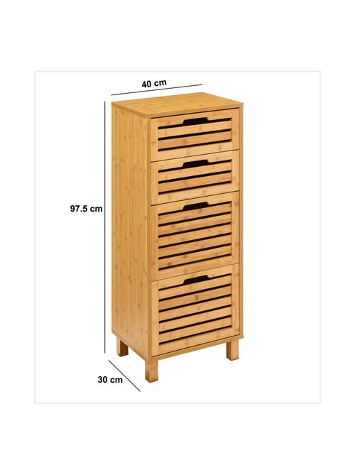 Meuble 4 tiroirs en bambou SICELA - Marron - Kiabi